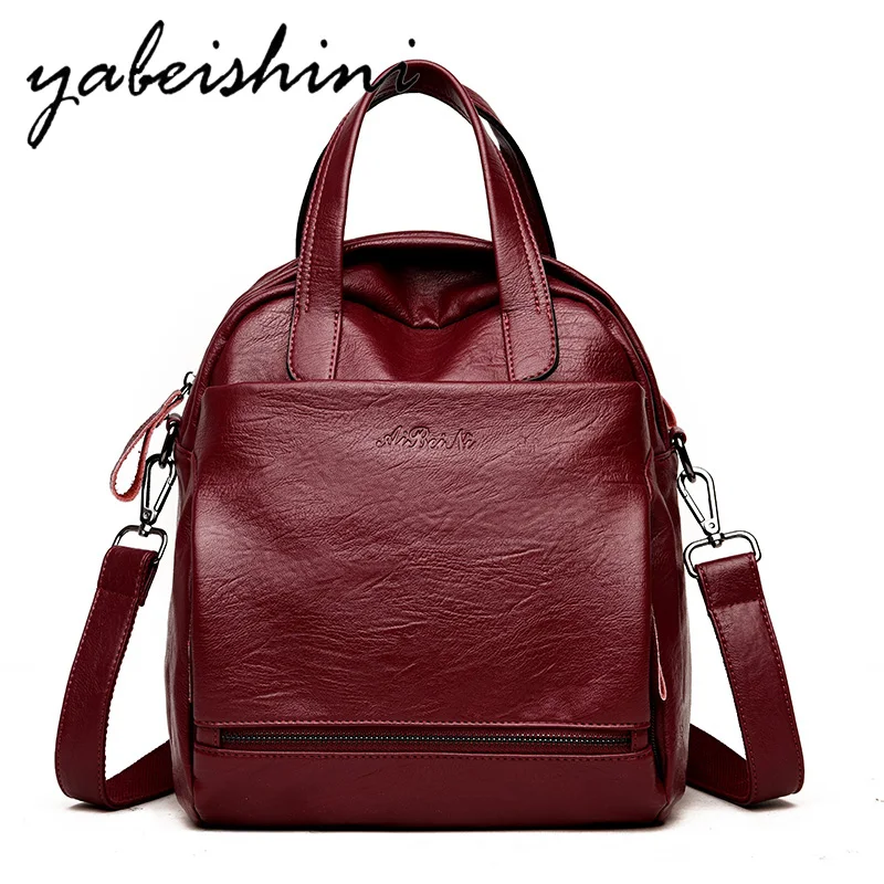 

2019 Vintage Ladies Shoulder Bag Women's Leather Backpack Sac a Dos Student Bag Girl Preppy Travel Lady Backpack Mochilas
