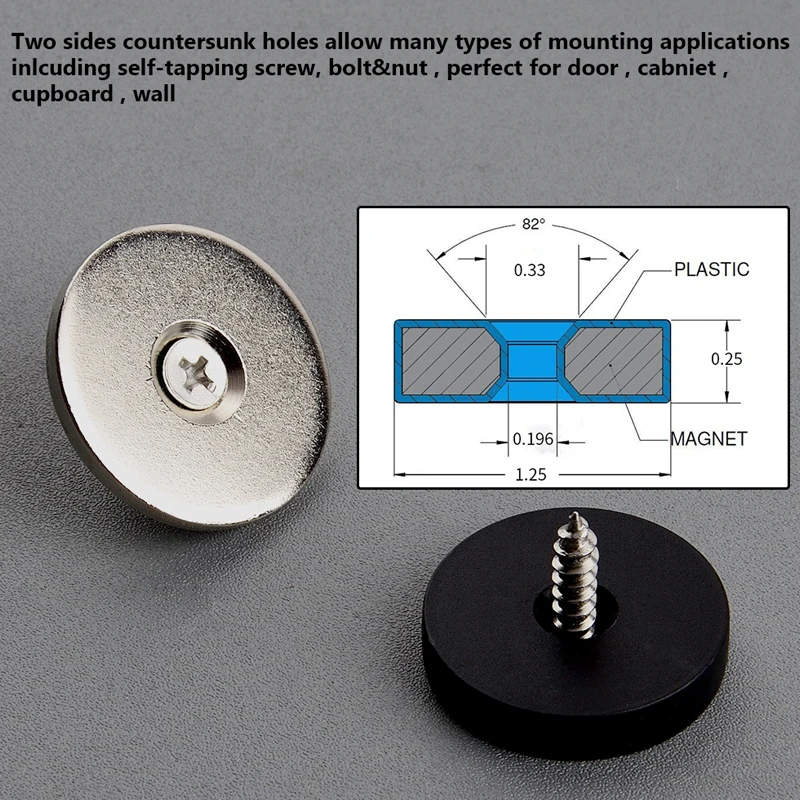 4 шт. магнит в форме диска неодимовый N52 магнит сильная светодиодная камера крепежная база двухсторонний дизайн магнитов с пластиковым покрытием крепежная база