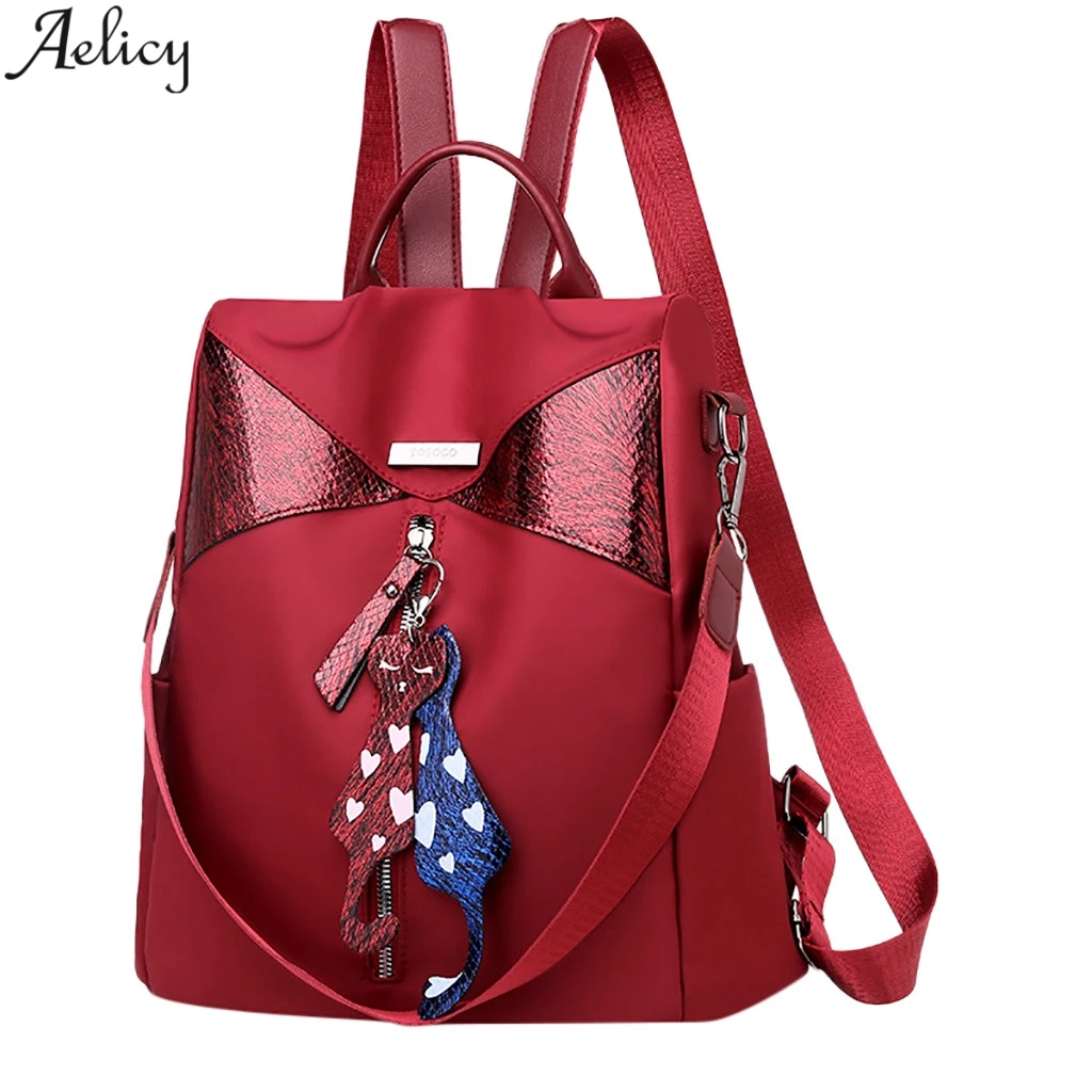 

Aelicy Women's Anti-theft Large Capacity Nylon Backpack Designed Student School Bag Fashion Solid Shoulder Bag Mochila New