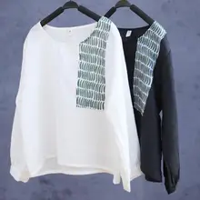 Новое поступление женские льняные простые тонкие футболки с круглым вырезом 16472-16