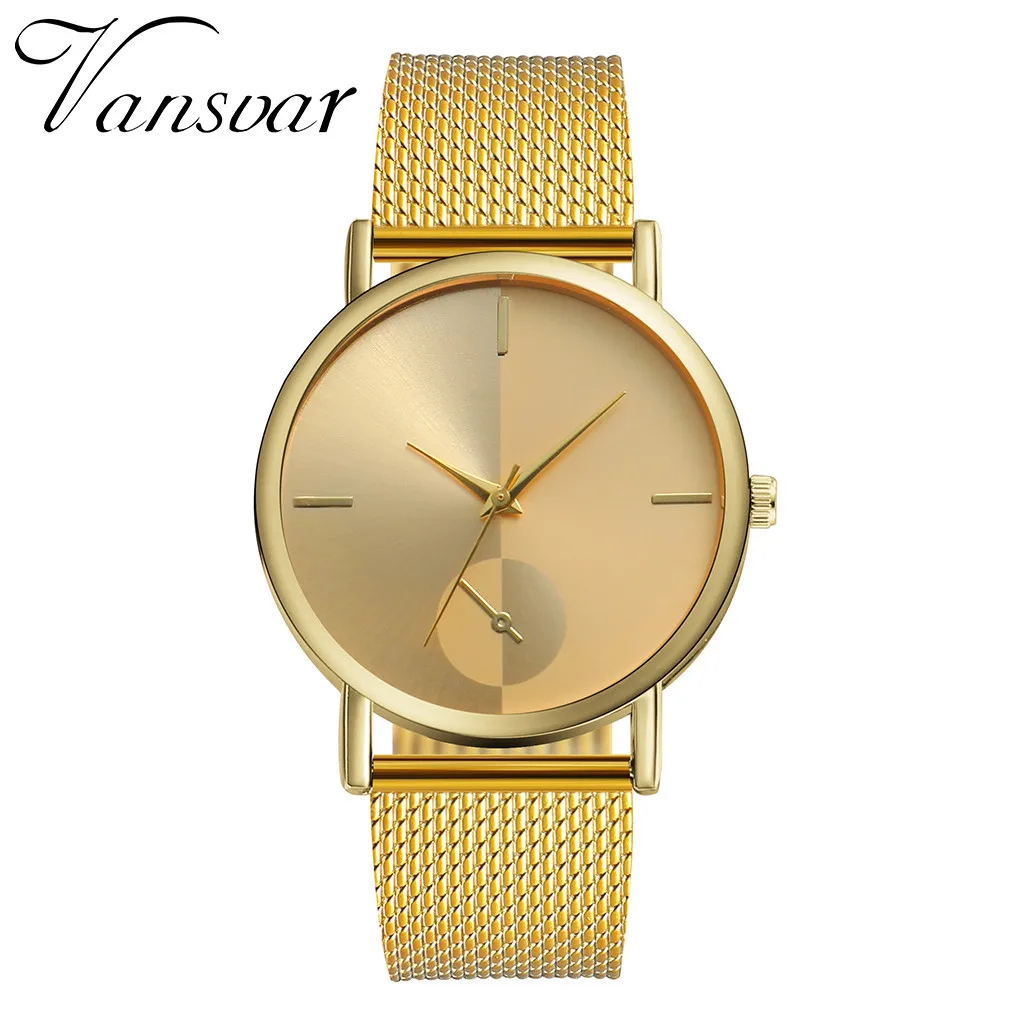 Vansvar Лидер продаж Модные Простые минималистичные однотонные цвета розового золота женские наручные часы ремешок из нержавеющей стали часы Zegarek - Цвет: B