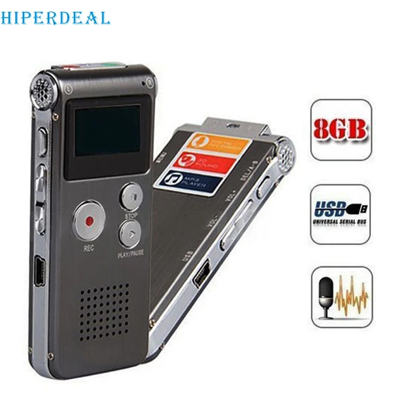 

HIPERDEAL 8GB Digital Audio Voice Recorder Original MP3 Player Built-in Speaker High Sound Quality Music Player recorder #T