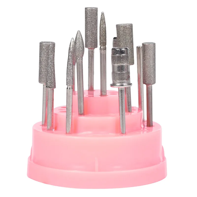 1 Set 48 Holes Pink Nail Drill Bits Holder Stand Display Nail Drill Bit Box Organizer Container Manicure Tool