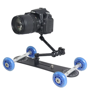 

DSLR Truck Skater Wheel Table Compact Dolly Slider Kit with 11'' Magic Arm for Canon Nikon Sony Panasonic Olympus DSLR Cameras