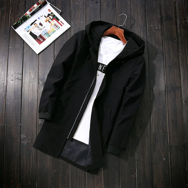 Осеннее пальто для мужчин s Повседневная модная куртка с капюшоном мужская ветровка пальто для мужчин Высокое качество Мужской плащ M до 5XL