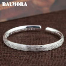 Браслет BALMORA, Настоящее серебро 990 пробы, Открытый браслет для женщин и мужчин, подарок, Классическая мода, серебряные ювелирные изделия, около 16 см, браслет, SZ0399