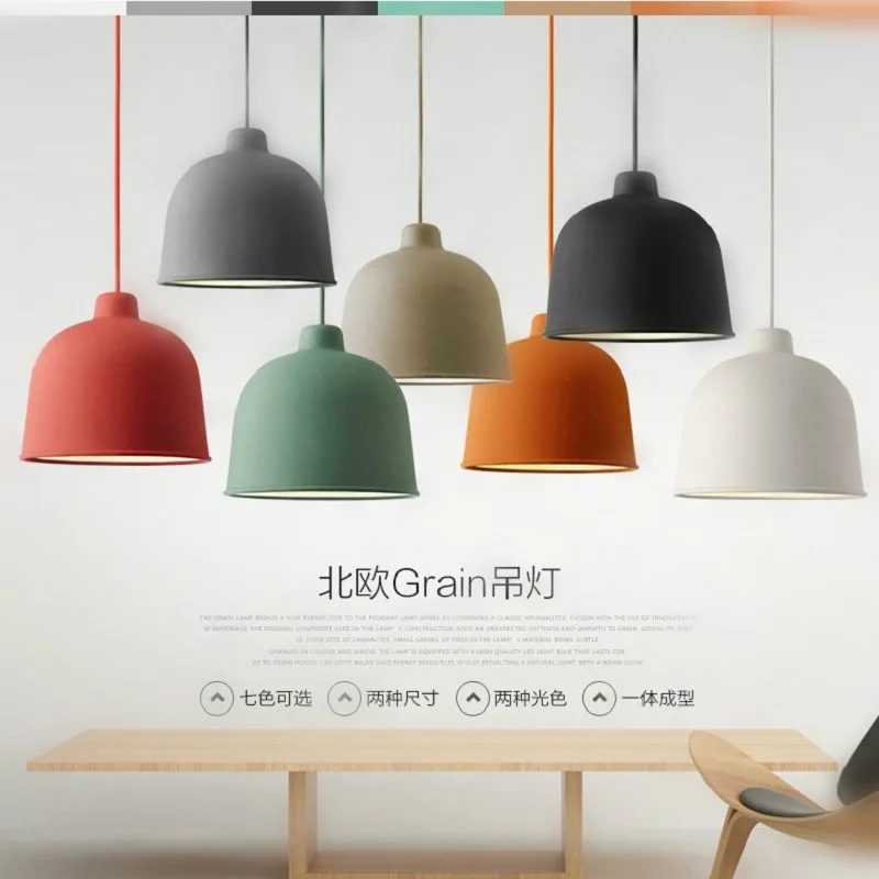 

Bell Pendant Lamp Iron Suspension Light Macaron color lighting green blue yellow gray dinning room restaurant hotel
