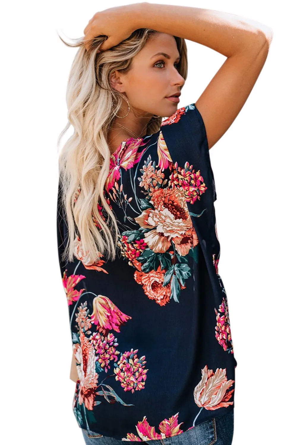 Blue-Amaryllis-Floral-Twist-Top-LC251837-5-2