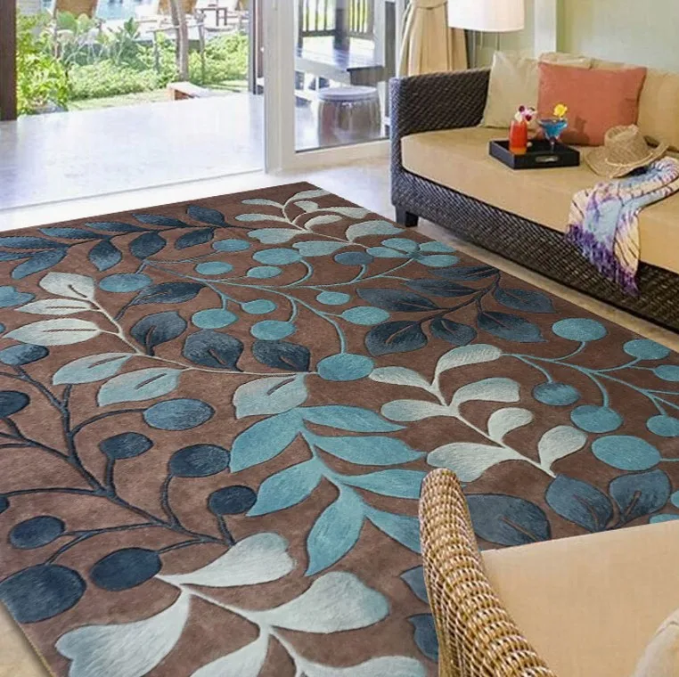 Шерстяные ковры с листьями для гостиной, спальни, классические коврики, декоративные коврики с листьями, цветочный ковер