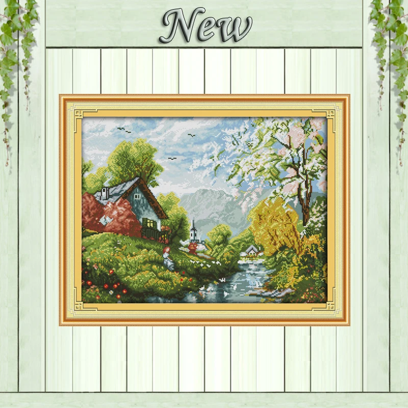 

Beautiful river and sky Scenery painting,Counted print on canvas DMC 14CT 11CT DIY Cross Stitch Needlework kits Embroidery Sets