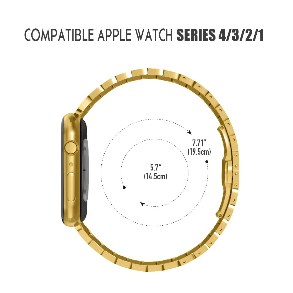 Stainless Steel Strap for Apple Watch Band 40mm 44mm Butterfly Buckle Metal Strap for Apple Watch Bands 38mm 42mm Series 1 2 3 4