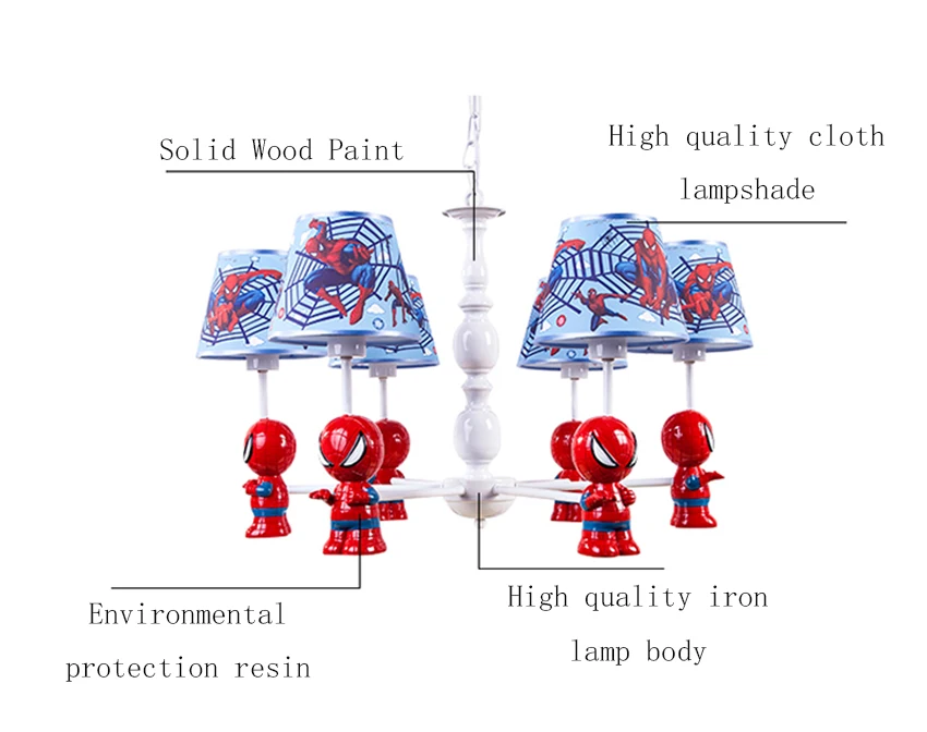 Мультфильм Дизайн одежды человек-паук кулон лампы мальчиков Спальня светильник для детской комнаты современный простой светодиодный