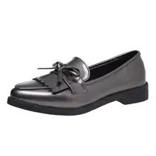 Брендовая женская повседневная обувь с кисточками и бантом, черные оксфорды с острым носком для женщин, балетки на плоской подошве, удобная женская обувь без шнуровки