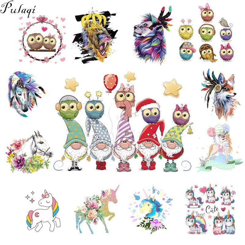 

Pulaqi Merry Christmas Style Owl Patches Iron On Transfer For T-Shirts Heat Thermal Transfers Patch For Clothing Decor F