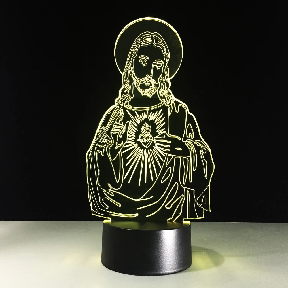 Generic Jesus Christ Cross USB 3D LED Night Light Gifts Desk Table Lamp Bedroom The Lord Is My