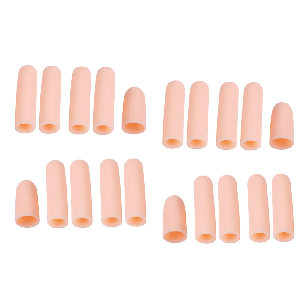 Pack of 20 Silicone Gel Thumb Sleeves Cap Tube Finger Protector Support for Arthritis - Skin