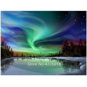 

5D Diy Diamond Painting Cross Stitch River Aurora landscape Full Diamond Embroidery Mosaic Kits Handmade Craft Home Decor YG106