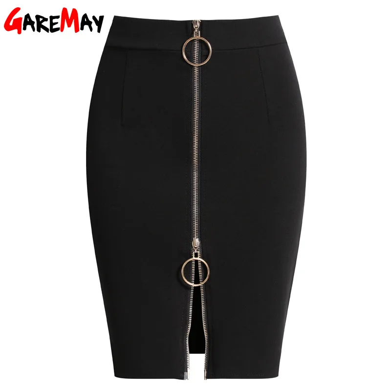 2018 summer short Skirts black Womens Elastic High Waist Skirt Plus Size Zipper Office Pencil For Women Jupe Crayon юбка на резинке