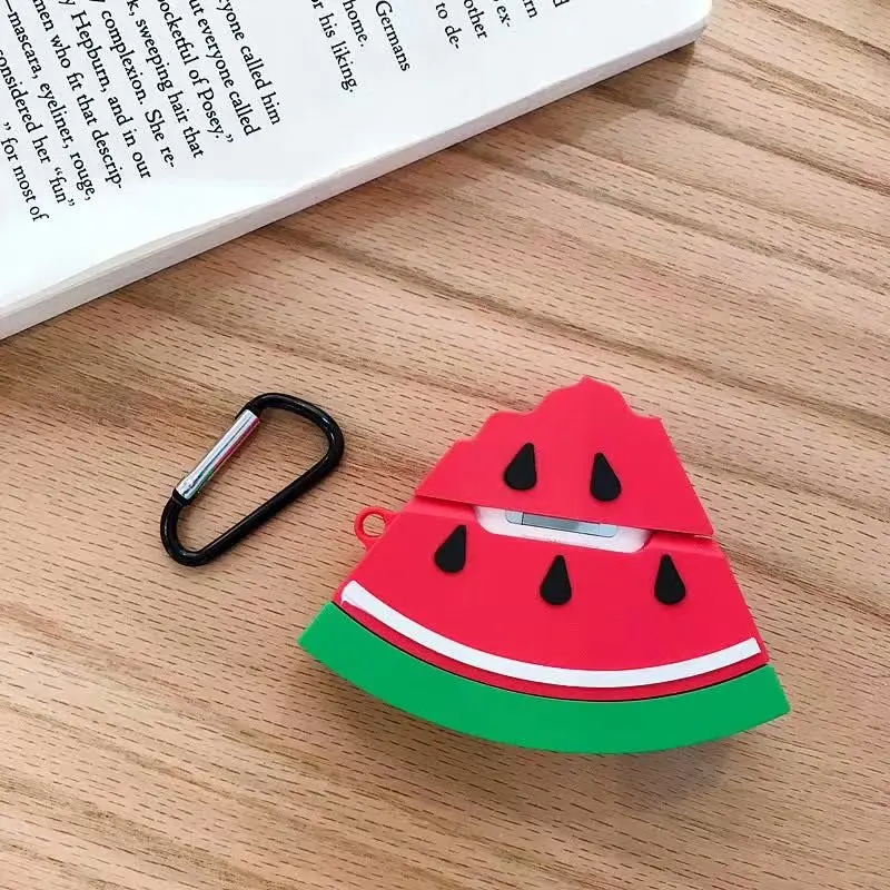 Чехол для AirPods 3D Симпатичные в виде арбуза Летние фрукты Bluetooth беспроводные наушники чехол для наушников корпус для Airpods 2 с кольцом для ключей
