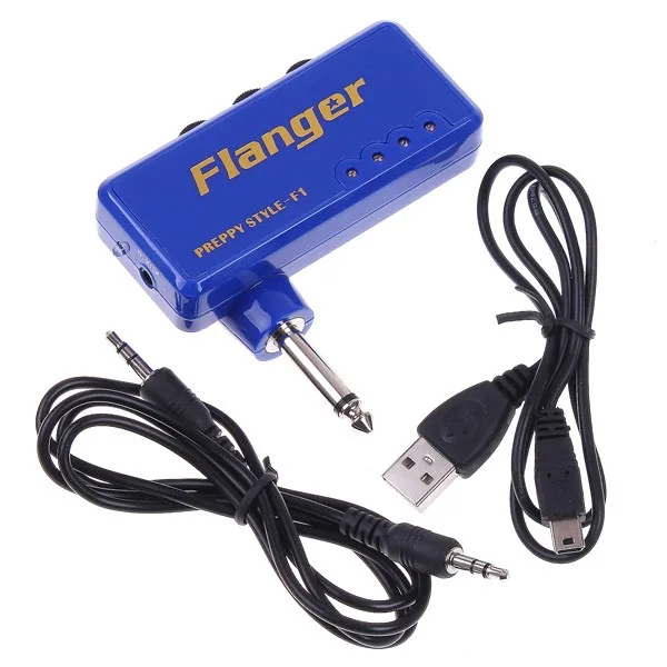 Flanger F1 Blue Red Miniature Portable Headphone Guitar AMP Amplifier Guitar Effects Free shipping