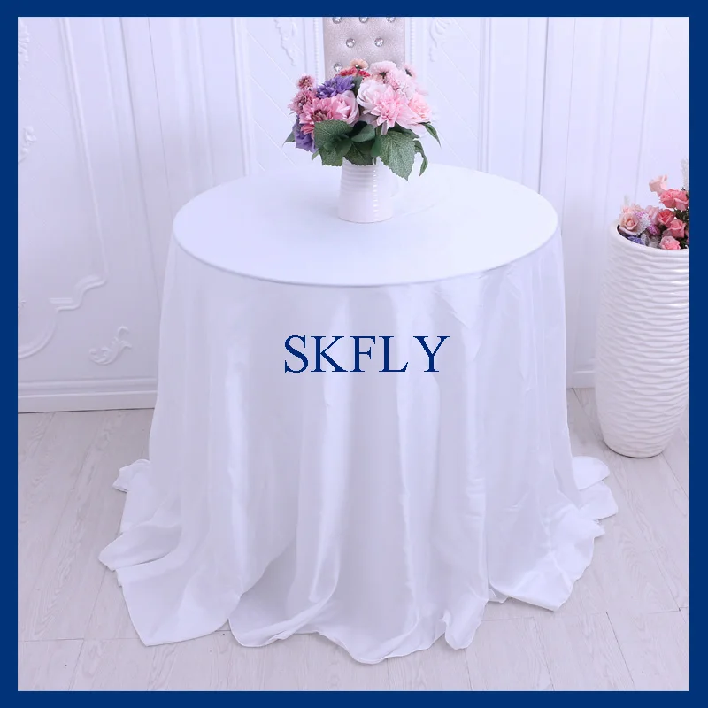 CL016D round wedding cheap plain white satin tableclothswhite satin