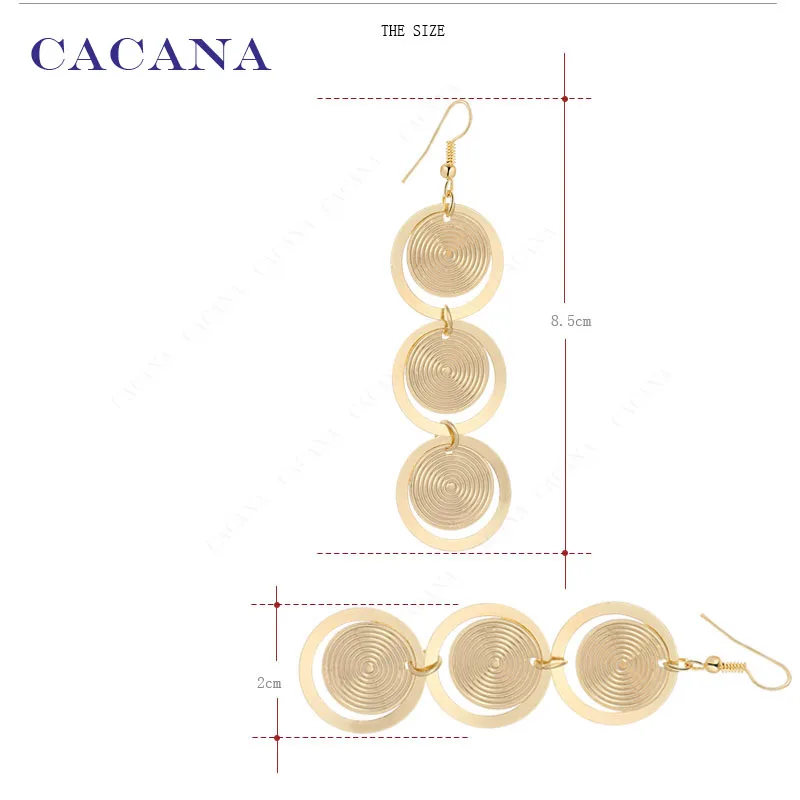 CACANA Dangle Long Earrings With 3 Big Rounds Top Quality For Women Bijouterie Hot Sale No.A97 A98