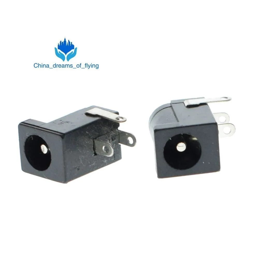 TZT 10 шт DC-005 Черный DC Мощность Jack Разъем DC005 5,5*2,1 мм 2,1 гнездо Круглый иглы