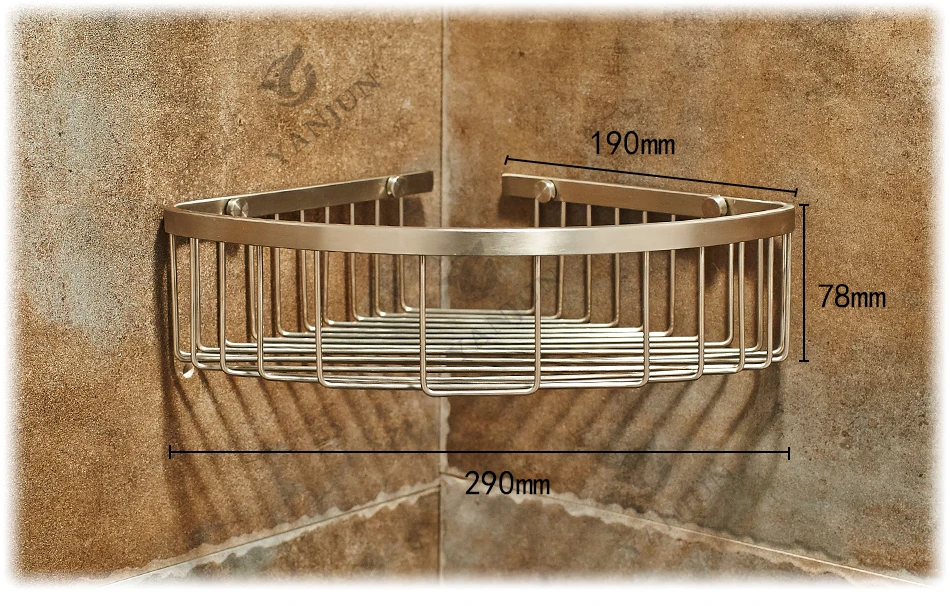 Yanjun 304 Нержавеющая сталь матовая угловая полка для душа Caddy аккуратный держатель для ванной комнаты Аксессуары для ванной комнаты YJ-7522