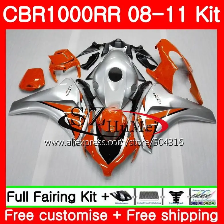 

Bodys For HONDA CBR1000 RR CBR 1000 RR 08 11 59HS3 CBR1000RR Orange silver 08 09 10 11 CBR 1000RR 2008 2009 2010 2011 Fairings