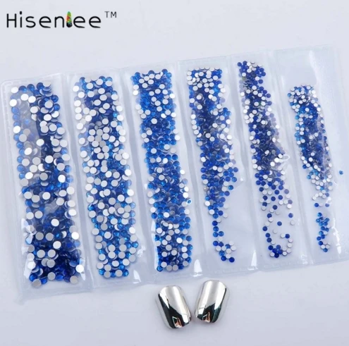 ss3 ss4 ss5 ss6 ss8 ss10 Small Sizes all 1728pcs Nails Art Crystal Glass Rhinestones For Nails 3D Nail Art Decoration Gems - Цвет: sapphire