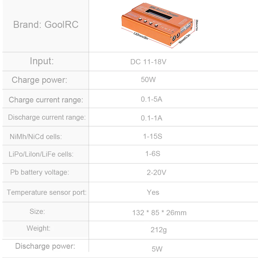 GoolRC B6 Mini Multi-functional Balance Charger Discharger for LiPo Battery Lilon LiFe NiCd NiMh Pb RC Battery RC Car Parts Dron (13)
