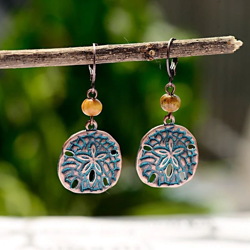 TopHanqi Antique Bronze Drop Earrings For Women No Ear Hole Bohemia