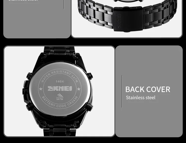 SKMEI Watch Men Dual Display Watches Compass Alarm Calorie Calculation Man Quartz Wristwatches relogio masculino not Smart 1464