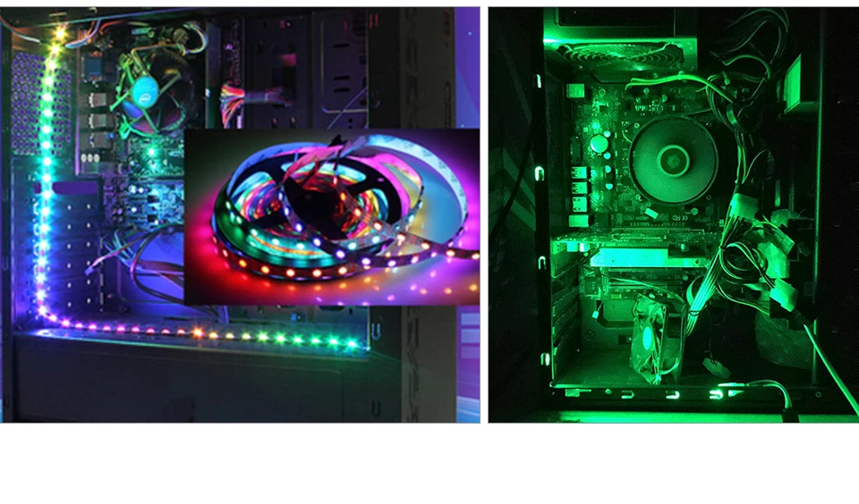 EeeToo RGB LED Strip 5050 Waterproof SATA Interface LED Strip Light 60LEDsm Diode Tape RF Wireless Controller for PC Computer (11)