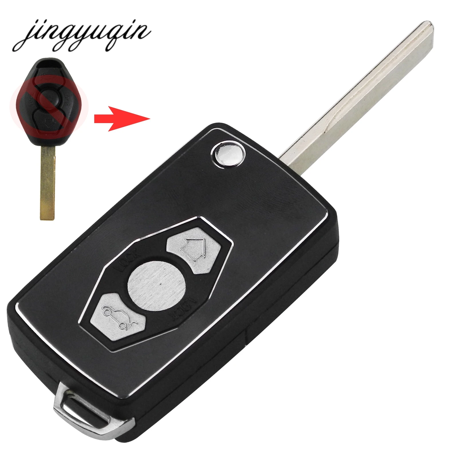 

jinyuqin Modified Folding Remote Car Key Shell for BMW X3 X5 Z3 Z4 1/3/5/7 Series HU92/HU58 Blade Flip Key Case