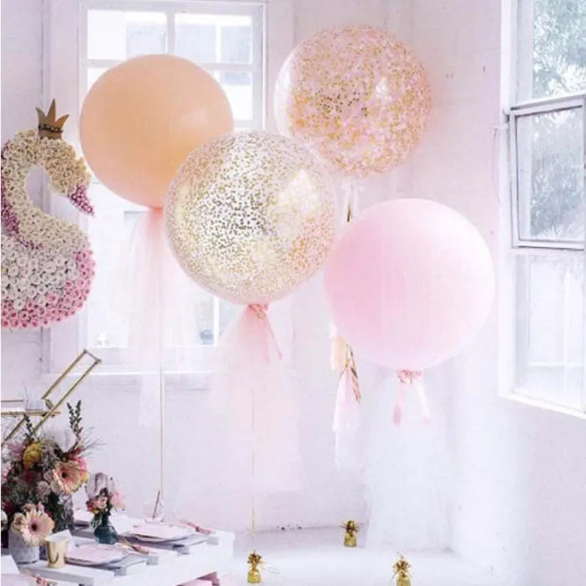 Конфетти шары 36 дюймов прозрачные латексные шары с розовым белым золотом для свадьбы украшения для вечеринки, дня рождения розовое золото balloo