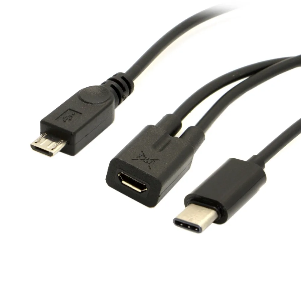 Micro USB мама к USB 3,1 USB-C type C и Micro USB сплиттер папа-папа удлинитель зарядки Y КАБЕЛЬ