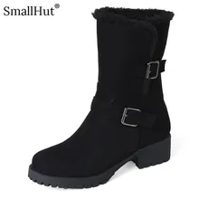 Buckle Mid Heel Snow Boots Winter Women Fashion Low Square Heels Shoes D080 Elegant Ladies Warm Black Beige Brown Ankle Boots Buckle Mid Heel Snow Boots Winter Women Fashion Low Square Heels Shoes D080 Elegant Ladies Warm Black Beige Brown Ankle Boots