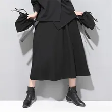 Стильные юбки с большими карманами, новые модные юбки Харадзюку, женская элегантная юбка с завышенной талией, Весенняя Черная Женская юбка