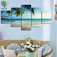 5 Panels Artwork Canvas Painting Wall Art Canvas Paintings For Living Room Wall Cuadros Blue Wave Canvas Prints No Frame HW-012