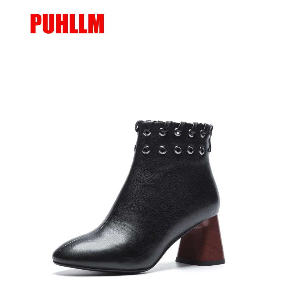 

2019 autumn and winter Europe and the United States Fashion boots short tube side zipper full leather women's bootsF2