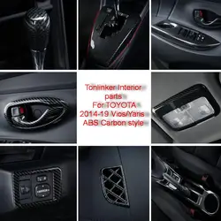 Tonlinker внутренние молдинги чехол наклейки для Toyota Vios/Yaris 2014-19 автомобильный Стайлинг 1/8 шт. АБС углеродное покрытие наклейки