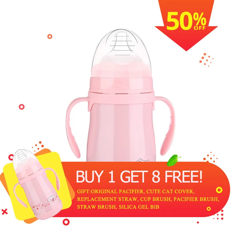 

Baby Bottle Feeding Cup with Handle Drinking Water Milk Portable Milk Travel Cup Kids Feeding Bottle Multifunction Training Cup