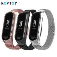 Rovtop модный металлический ремешок из нержавеющей стали для Xiaomi mi 3 4 ремешок для Xiaomi mi 3 4 браслет для mi Band 3 Z2