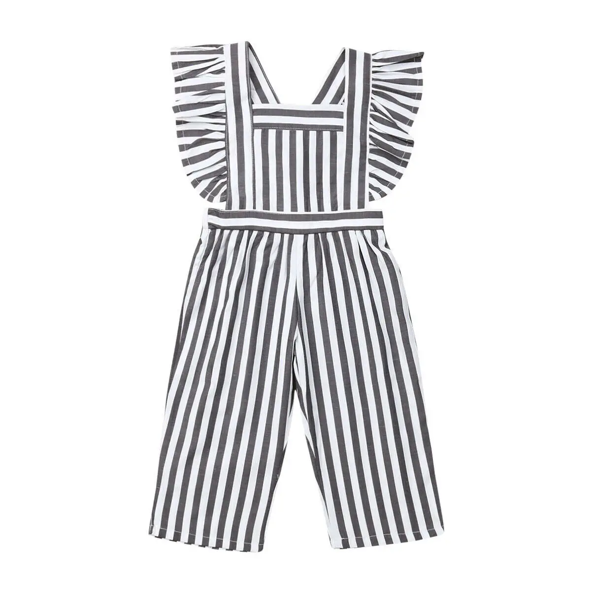 striped ruffle jumpsuit