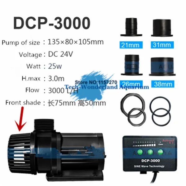 

Jebao DCP-3000 24V Controllable Submersible DC Water Pump for Marine Freshwater Aquarium Fish Tank Garden Pond Sine Wave Tech