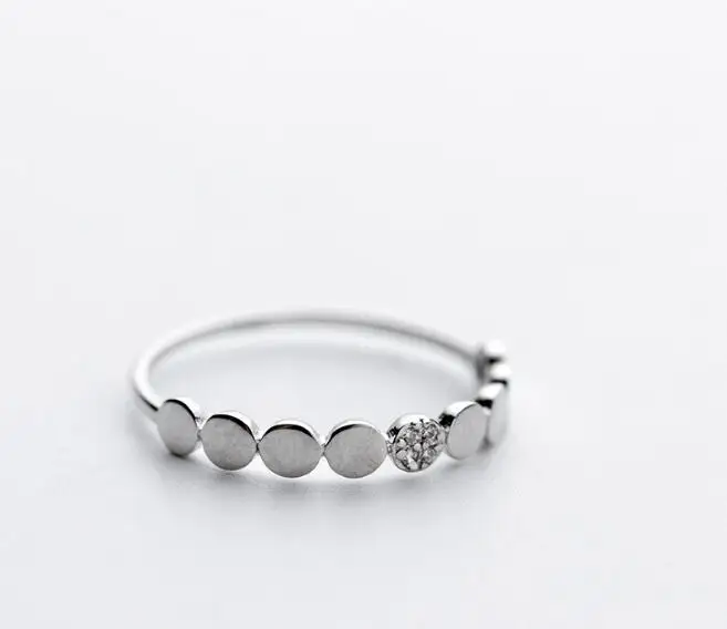 

1mm thin Women's Geometric Ring 100% Authentic REAL.925 Sterling Silver Coin Round &CZ SET tHIN Slim Rings GTLJ1554