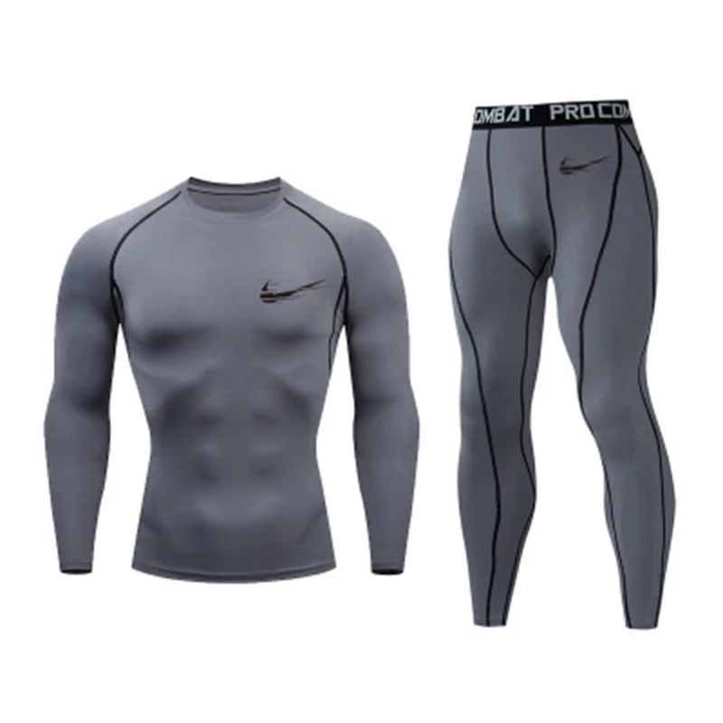 

2019 Men's Sports Suit Compression Clothing Fitness Training kit Thermal Underwear male Quick drying shirt Sportswear