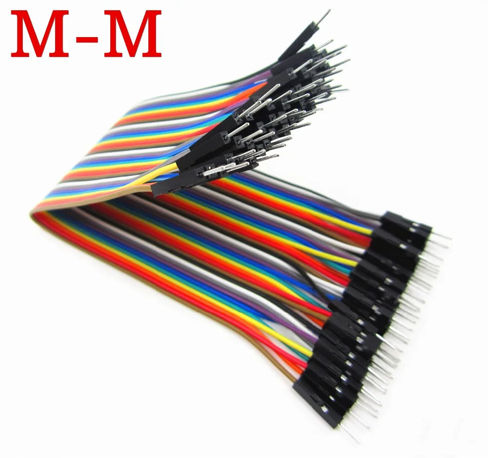 New 40pcs in Row Dupont Cable 20cm 2.54mm 1pin 1p 1p male to Male