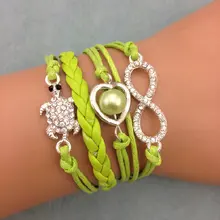 1 шт. бесконечно ручная работа браслет. металл очарование, воск шнур, кожаный браслет, модный драгоценный браслет 3593